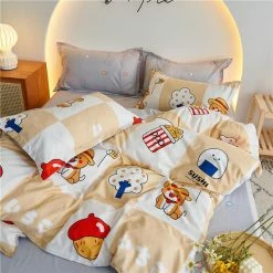 Home Decor Home & Pets Kawaii Shiba & Flowers Design Bedding Set