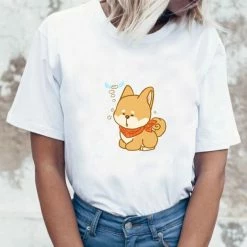 Apparel Kawaii Shiba Inu Dog Print Women's Part Cotton Tee Collection