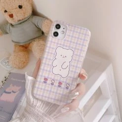 Accessories Kawaii Soft Purple Bear IPhone Case