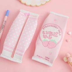 Accessories Kawaii Strawberry Milk Bag Pouch Pencil Case Stationery