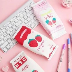 Accessories Kawaii Strawberry Milk Bag Pouch Pencil Case Stationery