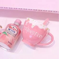 Home Decor Kawaii Strawberry Milk Mug With Spoon Home & Pets