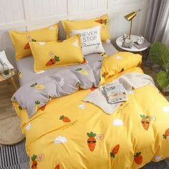 Home Decor Home & Pets Korean Bunny And Carrot Print Supreme Polyester Bedding Set