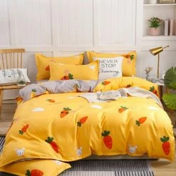 Home Decor Home & Pets Korean Bunny And Carrot Print Supreme Polyester Bedding Set