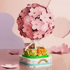 Build It Light Up Romantic Japanese Sakura Hot Air Balloon Music Box
