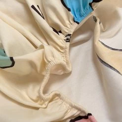 Home Decor Little Girl & White Bear Rainbow Cotton Fitted Bedsheet Home & Pets