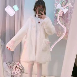 Apparel Lolita Fleece-lined Kitten Thickened Winter Women Jacket