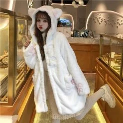 Apparel Lolita Fleece-lined Kitten Thickened Winter Women Jacket
