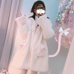 Apparel Lolita Fleece-lined Kitten Thickened Winter Women Jacket