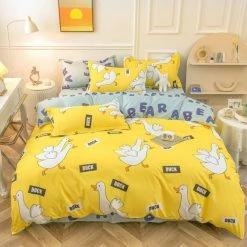 Home Decor Lovely Duck Yellow Bedding Set