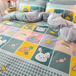 Home Decor Luxury 100% Pure Cotton Dino Party Print Bedding Set