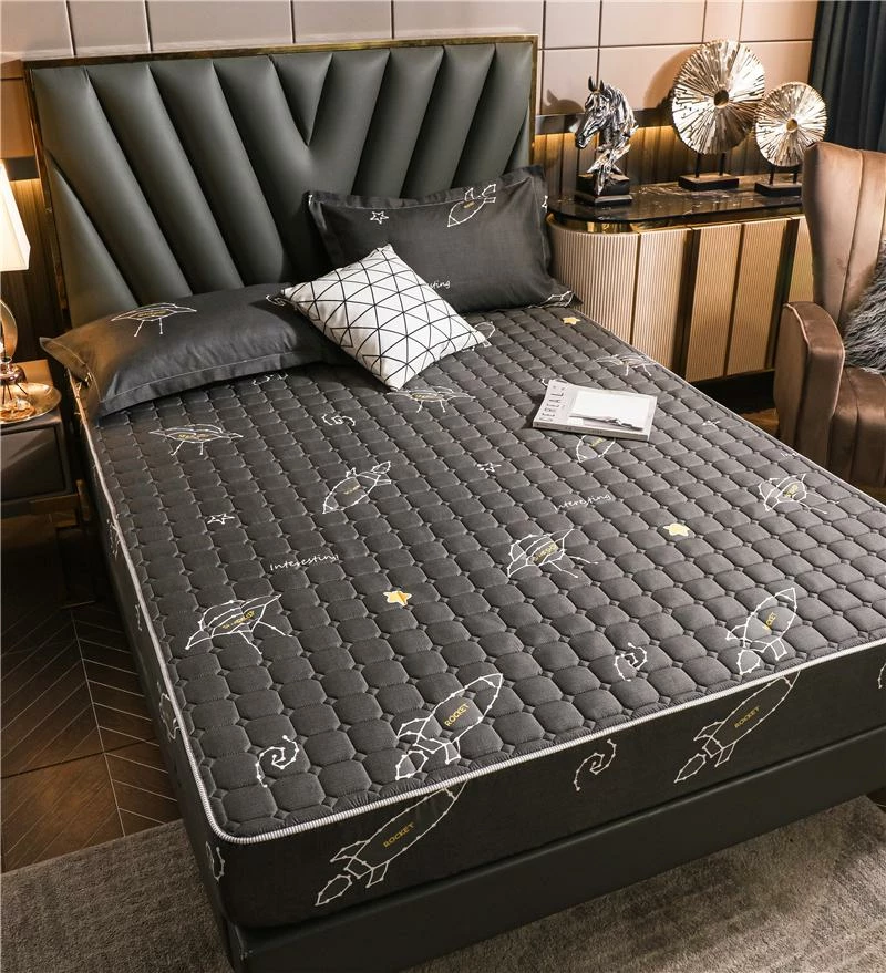 Home Decor Home & Pets Luxury Black Space Theme Quilted Fitted Bedsheet 4 Home Decor Home & Pets Luxury Black Space Theme Quilted Fitted Bedsheet