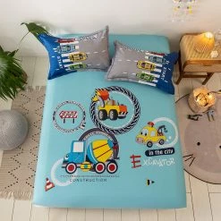Home Decor Home & Pets Mega Trucks At Work Theme Cotton Fitted Sheet 22 Home Decor Home & Pets Mega Trucks At Work Theme Cotton Fitted Sheet