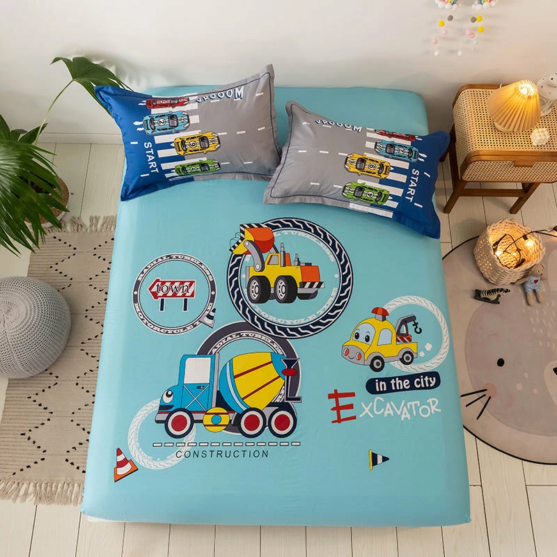 Home Decor Home & Pets Mega Trucks At Work Theme Cotton Fitted Sheet 10 Home Decor Home & Pets Mega Trucks At Work Theme Cotton Fitted Sheet