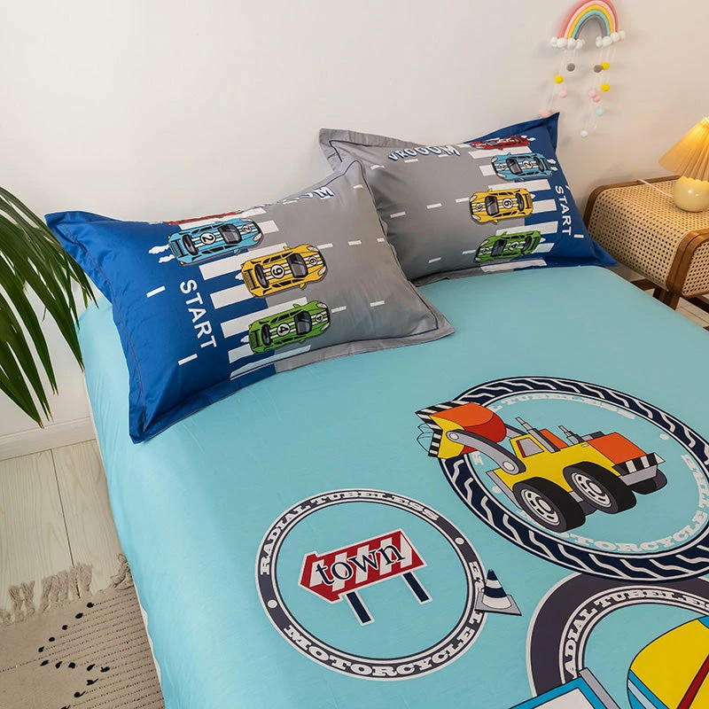 Home Decor Home & Pets Mega Trucks At Work Theme Cotton Fitted Sheet 6 Home Decor Home & Pets Mega Trucks At Work Theme Cotton Fitted Sheet