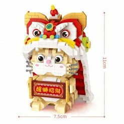 Build It Micro Adorable Lucky Cat In Dancing Lion Onesie