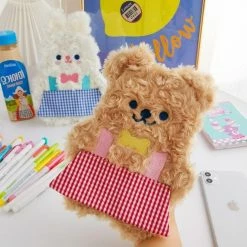 Accessories Stationery Milkjoy Rabbit And Bear Duo Plush Pencil Case