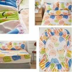 Home Decor Millions Of Happy Emojis Fitted Bedsheet