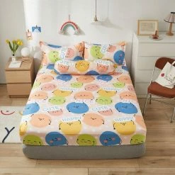 Home Decor Millions Of Happy Emojis Fitted Bedsheet