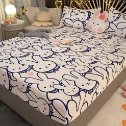 Home Decor Millions Of Kawaii Bunny Cotton Fitted Bedsheet Home & Pets
