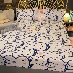 Home Decor Millions Of Kawaii Bunny Cotton Fitted Bedsheet Home & Pets