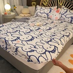 Home Decor Millions Of Kawaii Bunny Cotton Fitted Bedsheet Home & Pets