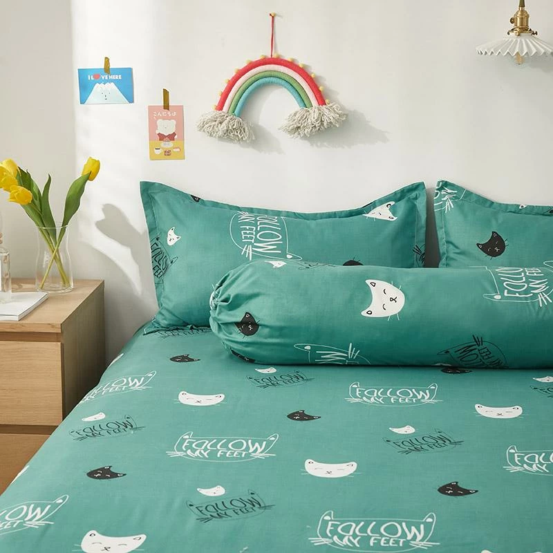 Home Decor Mint Cat Pattern Fitted Bedsheet 8 Home Decor Mint Cat Pattern Fitted Bedsheet