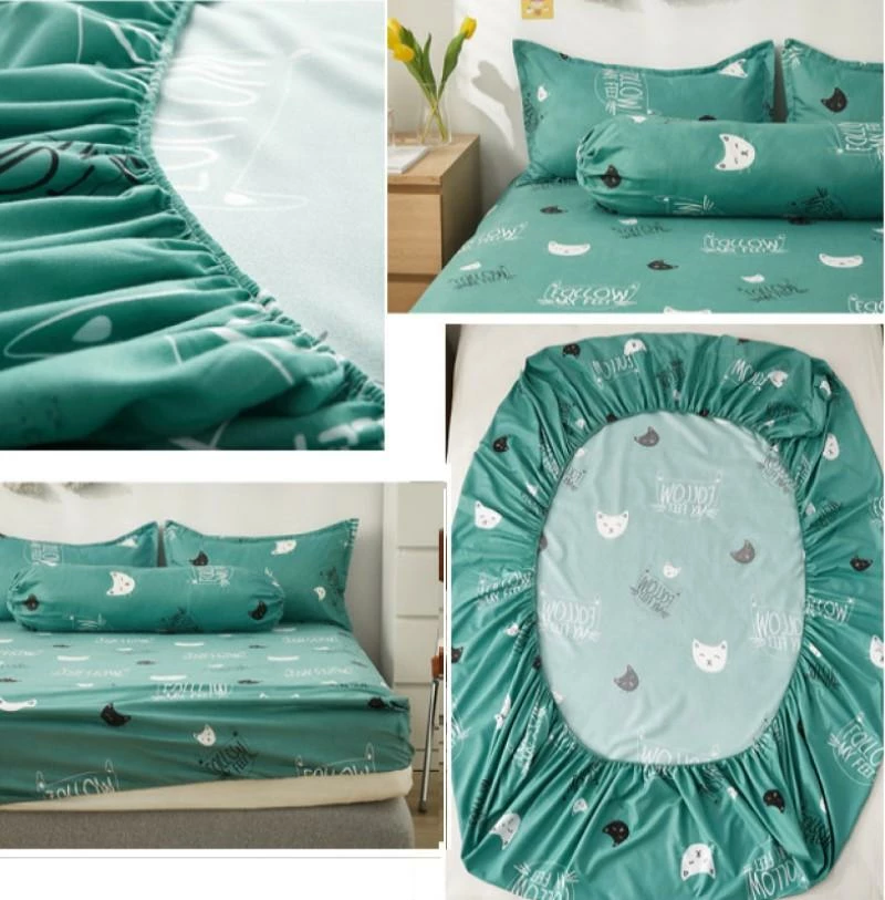 Home Decor Mint Cat Pattern Fitted Bedsheet 4 Home Decor Mint Cat Pattern Fitted Bedsheet