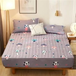 Home Decor Home & Pets Mushrooms Lilac Quilted Fitted Bedsheet
