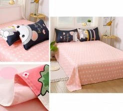 Home Decor Navy Blue & Pink Puppy Print Bedding Set