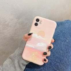 Accessories Nostalgic Peach Pink Sun Clouds IPhone Case