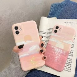 Accessories Nostalgic Peach Pink Sun Clouds IPhone Case