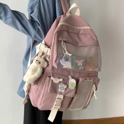 Apparel Nylon Study Besties Backpack With Bear Keychain