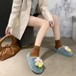 Apparel Paradise Flower Smile Plush Slippers