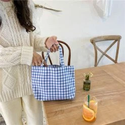 Apparel Pastel Gingham Short Tote