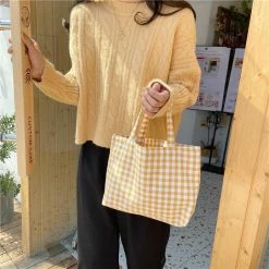 Apparel Pastel Gingham Short Tote