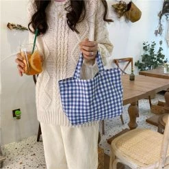 Apparel Pastel Gingham Short Tote
