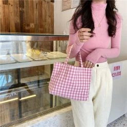 Apparel Pastel Gingham Short Tote