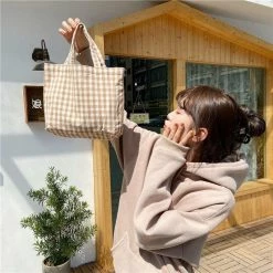 Apparel Pastel Gingham Short Tote