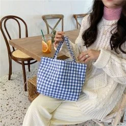 Apparel Pastel Gingham Short Tote