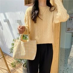 Apparel Pastel Gingham Short Tote