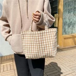 Apparel Pastel Gingham Short Tote