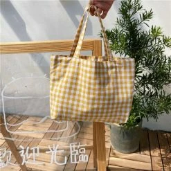 Apparel Pastel Gingham Short Tote