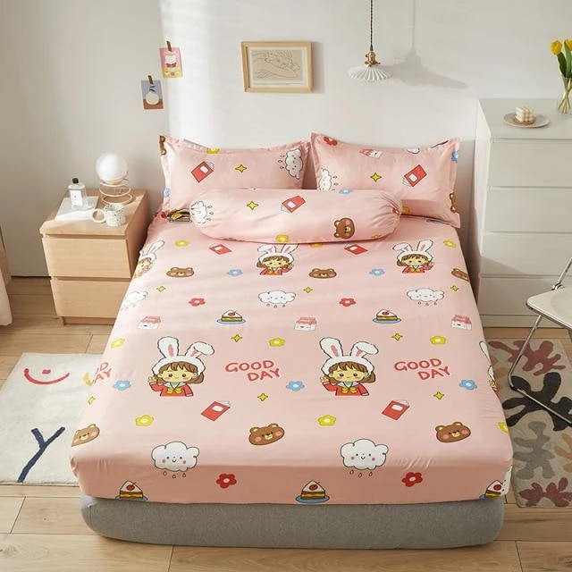 Home Decor Pastel Pink Kawaii Illustration Fitted Bedsheet Home & Pets 3 Home Decor Pastel Pink Kawaii Illustration Fitted Bedsheet Home & Pets