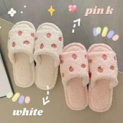 Apparel Food & Drinks Peachy Open-toe Plush Slippers