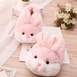 Apparel Pink Bunny Plush Slippers