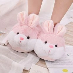 Apparel Pink Bunny Plush Slippers