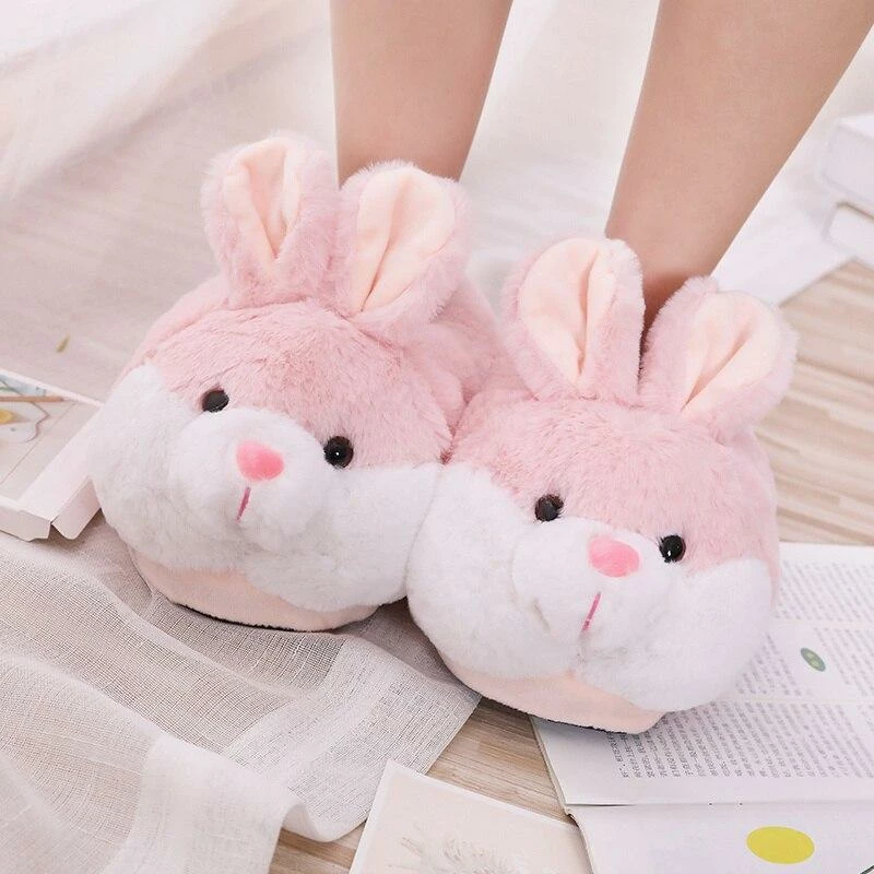 Apparel Pink Bunny Plush Slippers 3 Apparel Pink Bunny Plush Slippers