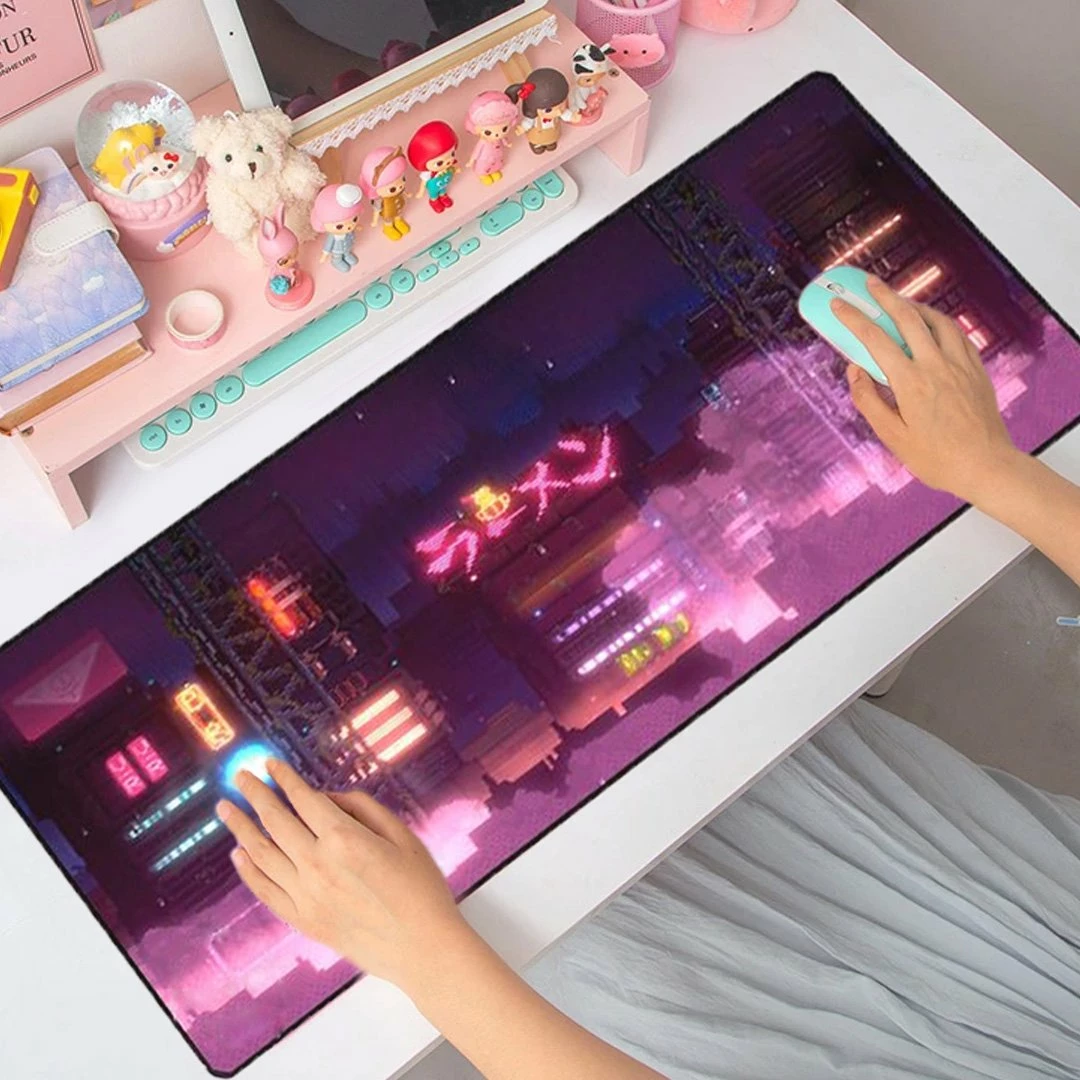 Accessories Pink Japanese Streets With Neon Lights Mouse Pad 5 Accessories Pink Japanese Streets With Neon Lights Mouse Pad