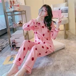Apparel Pink Kawaii Strawberry & Lemon Pajama Set